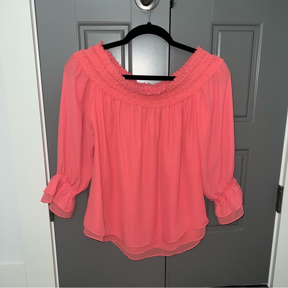 Bright coral White House Black Market blouse